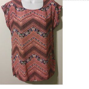 Pink Floral Chevron Blouse